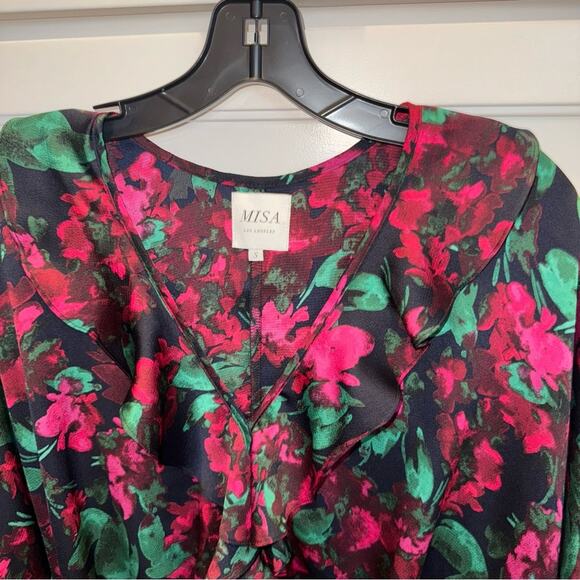 MISA Los Angeles Talah Floral Satin Bodysuit Small - Picture 8 of 12